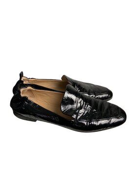 Tamara Mellon Black Patent Leather Loafers Womens Chic Slip-On Flats
